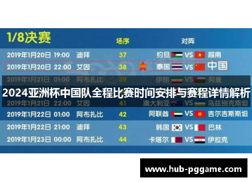 2024亚洲杯中国队全程比赛时间安排与赛程详情解析 2024亚洲杯中国队全程比赛时间安排与赛程详情解析
